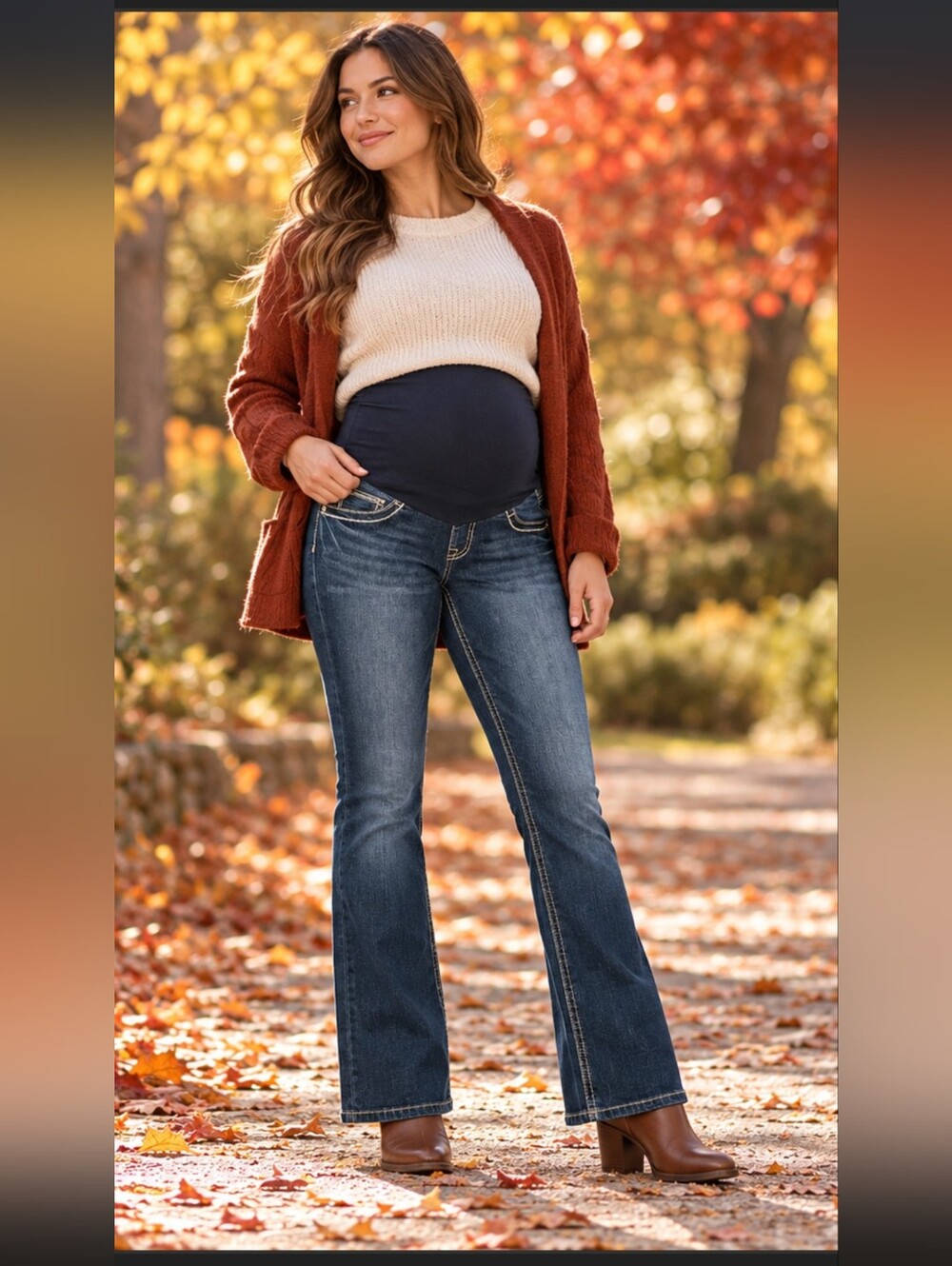Indigo Blue Maternity Bootcut Jeans Small NWT Embroidered Flap Pockets